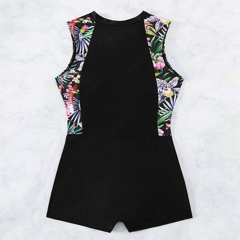 Dame Sporty one-piece svømmedragt med blomsterdesign og lynlås Stilla