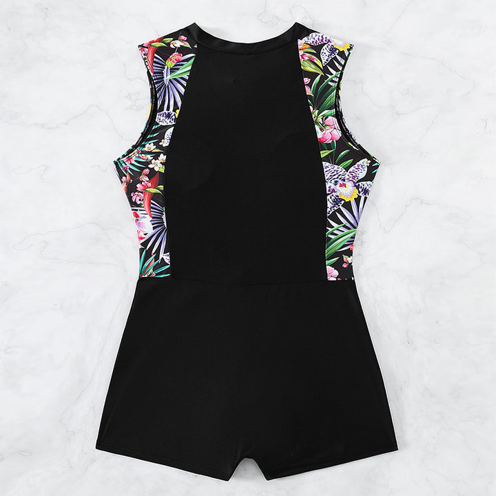 Dame Sporty one-piece svømmedragt med blomsterdesign og lynlås Stilla