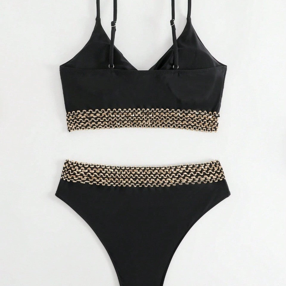 Dame Højskåret Bikini med elegant Kædeudsmykning Skovae