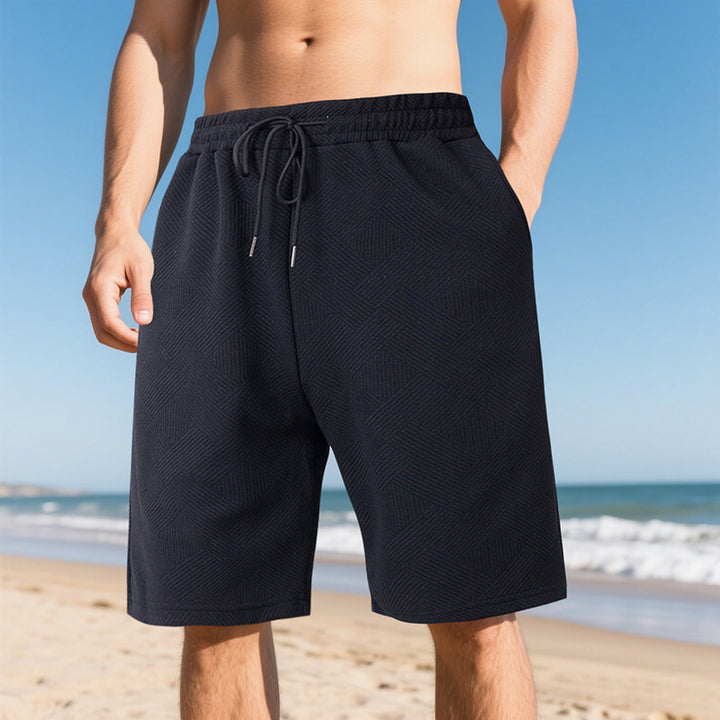 Herrernes knælange tekstur-badeshorts med elastisk snor og sidelommer Skovae