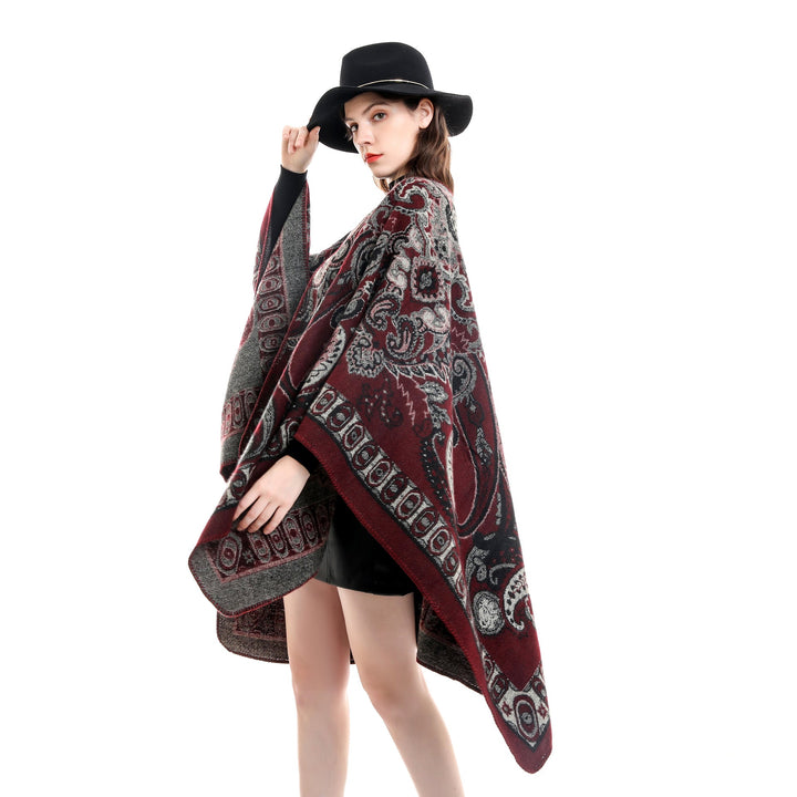 Dame Elegant Poncho med Kunstnerisk Blomster Mønster og Luksuriøst Feel Skovae
