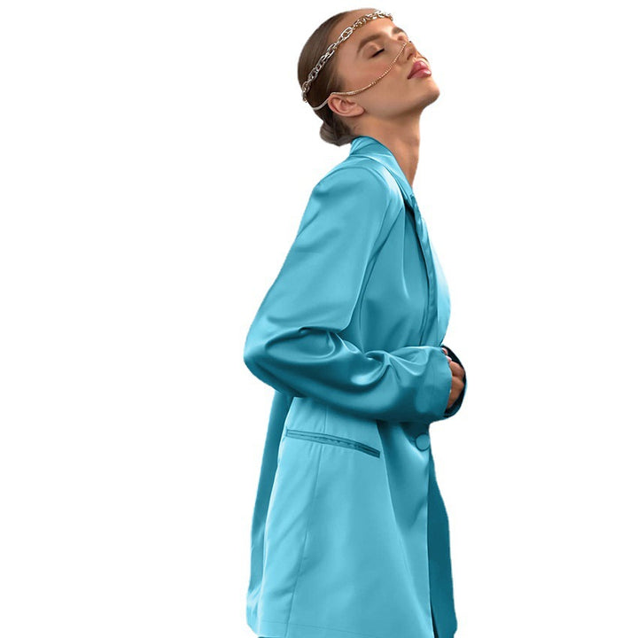 Dame elegant satin-sæt med moderne snit og bredt ben Stilla