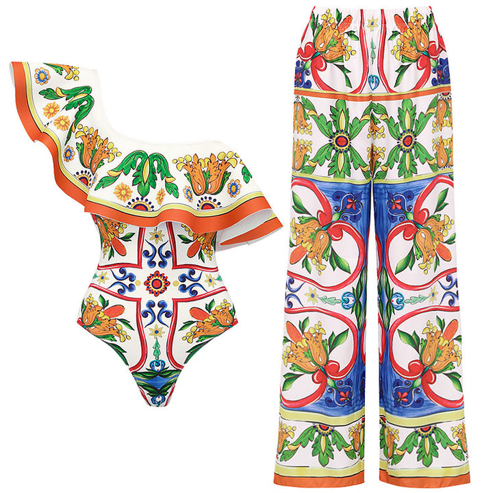 Dame Bikini-top og wrap skirt sæt Skovae