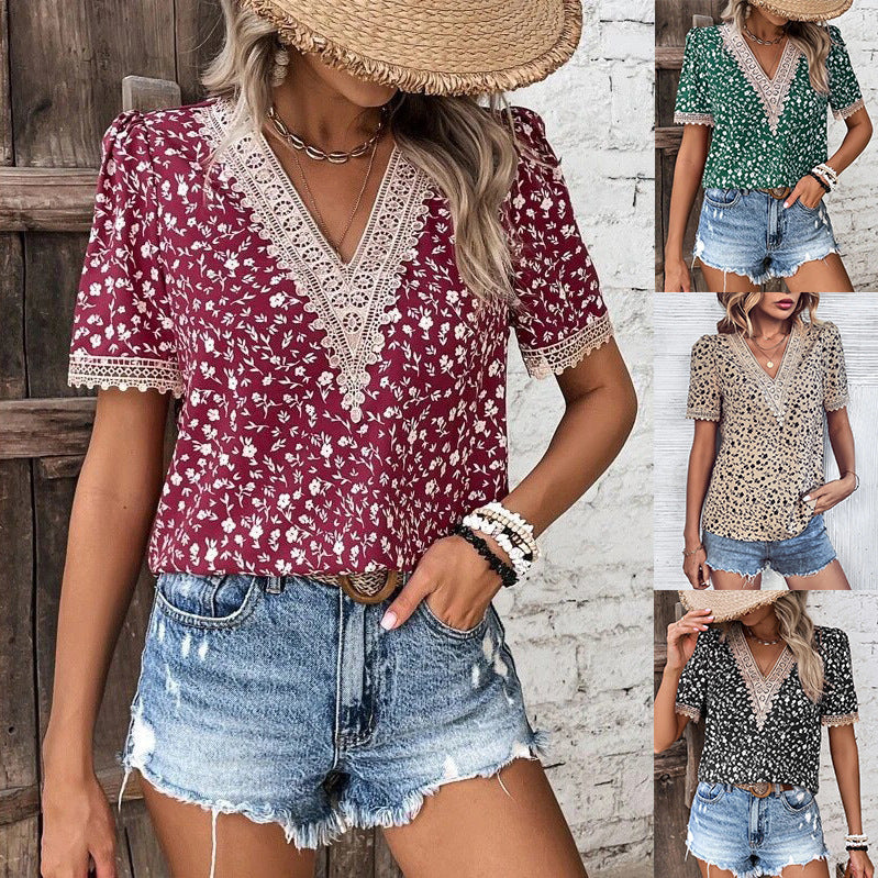 Dame blomsterbroderet bluse Stilla