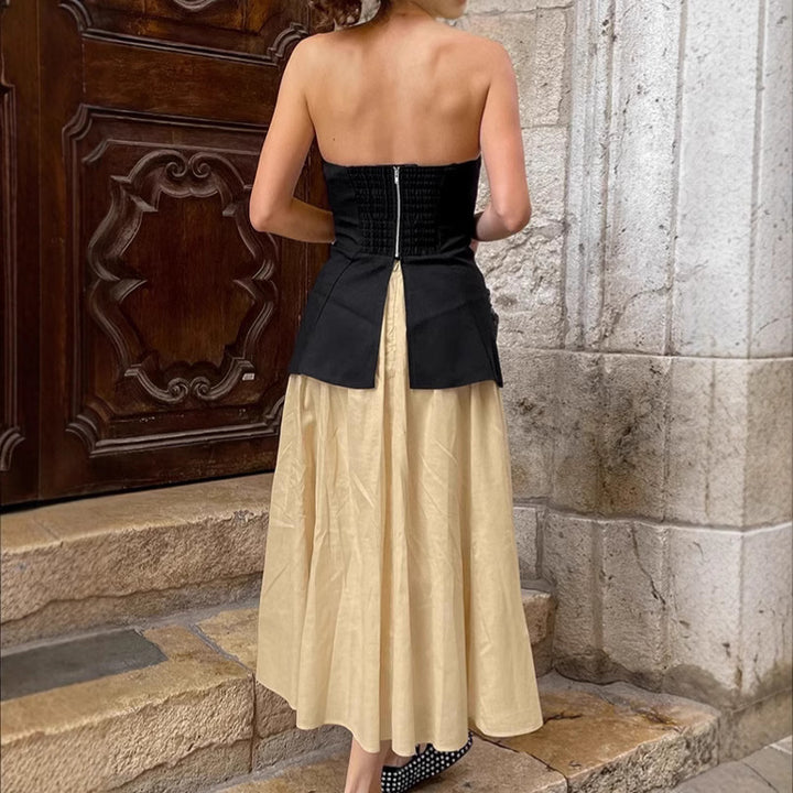 Dame Bustier-top og Maxiskirt sæt med elegant design Stilla