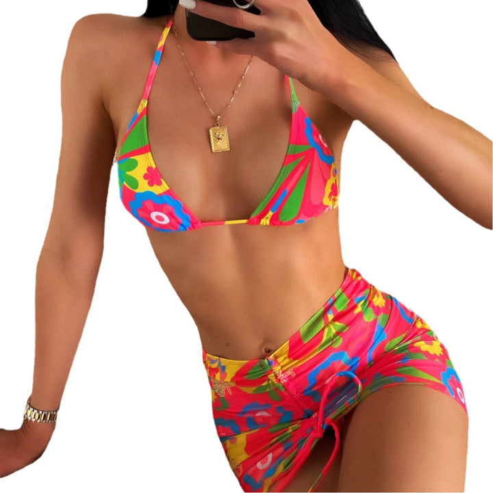 Dame Bikini-sæt med blomsterdesign og kombineret nederdel Stilla