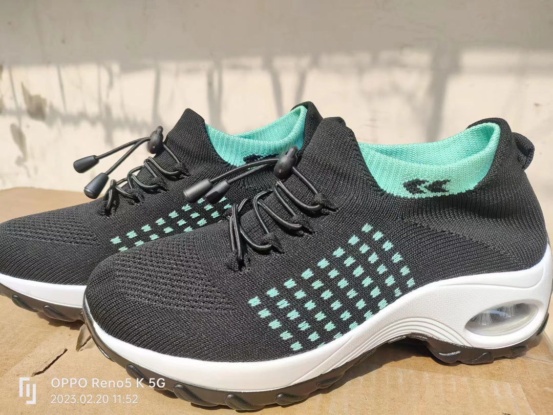 Dame nan lette åndbare strik-sneakers med luftpude og høj sokkekrave Skovae