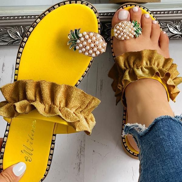Dame slippers med frugtigt design og flæser Stilla