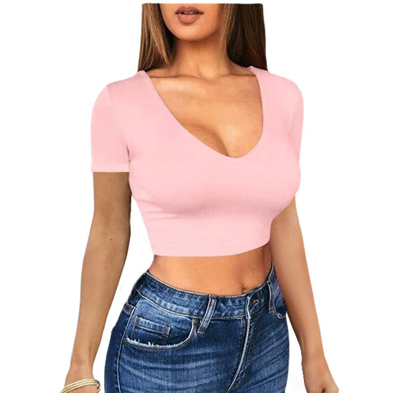 Dame Crop-Top med V-udskæring og tætsiddende pasform Stilla