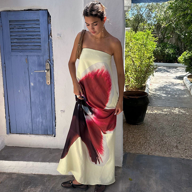 Femme Strapless Blomster Maxi Kjole Stilla