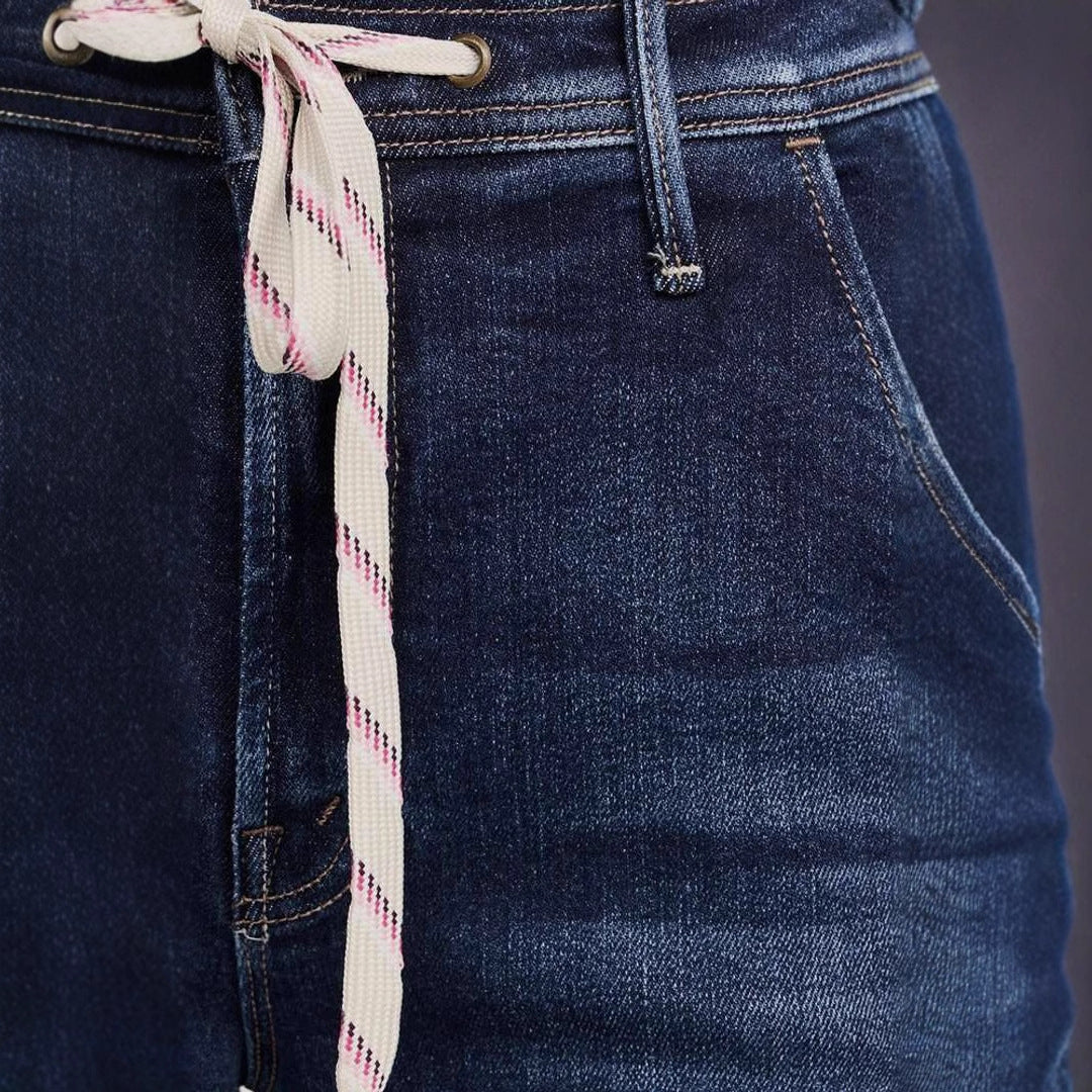 Kvinder brede jeans med justerbar talje og trendy detalje Stilla