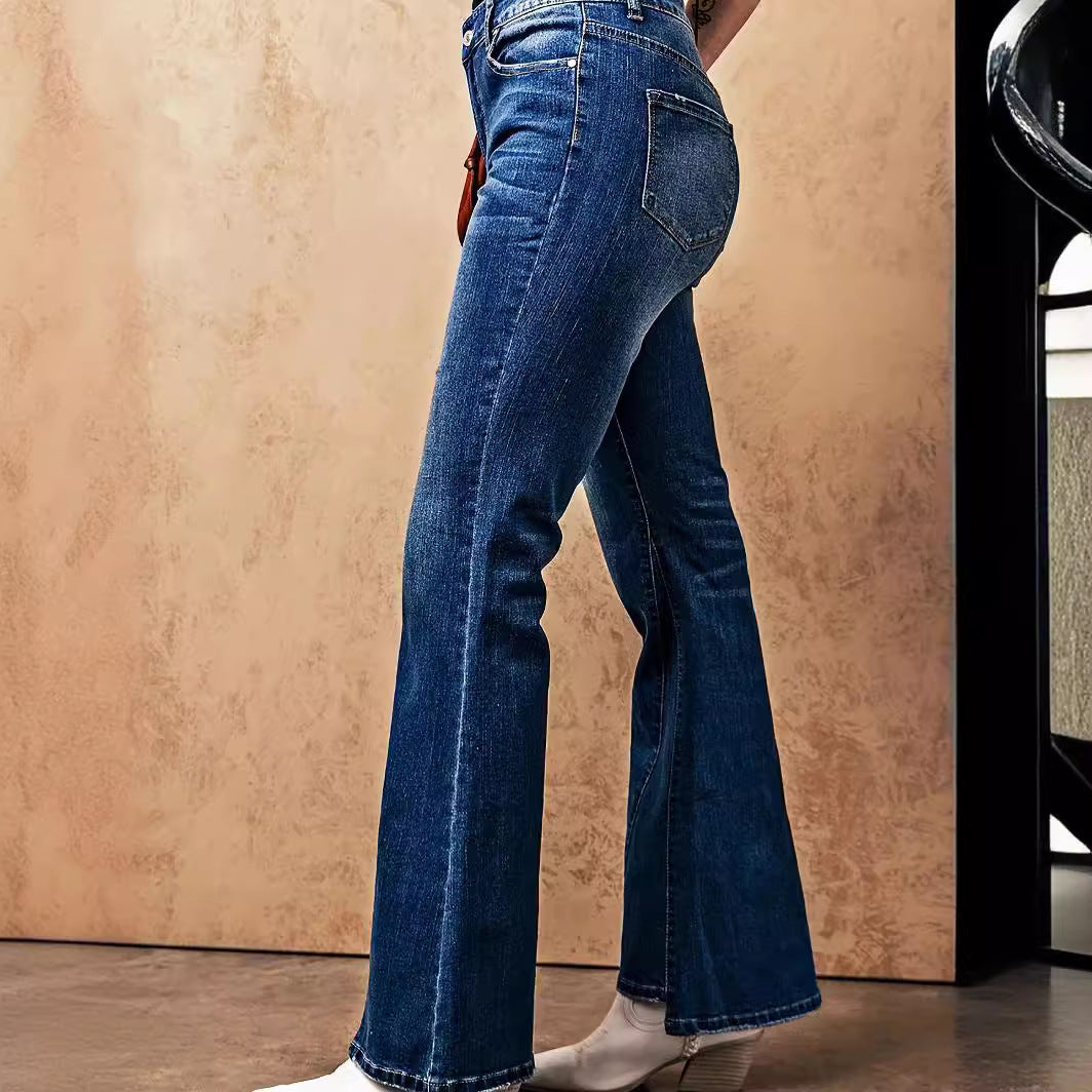 Dame Flared Jeans i elegant snit med høj talje og markante sømme Stilla