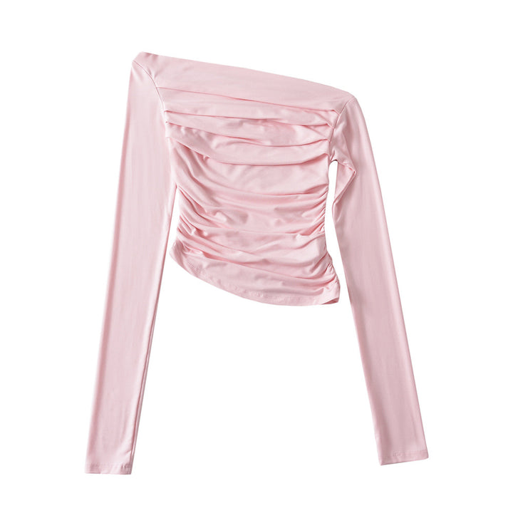 Dame asymmetrisk, ruched overdel med langærmet og elegant design Stilla