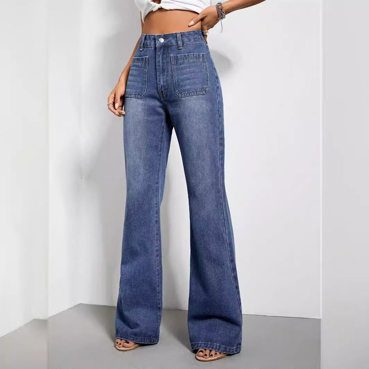 Kvindernes løse højtaljede jeans med sidelommer og afslappet pasform Stilla