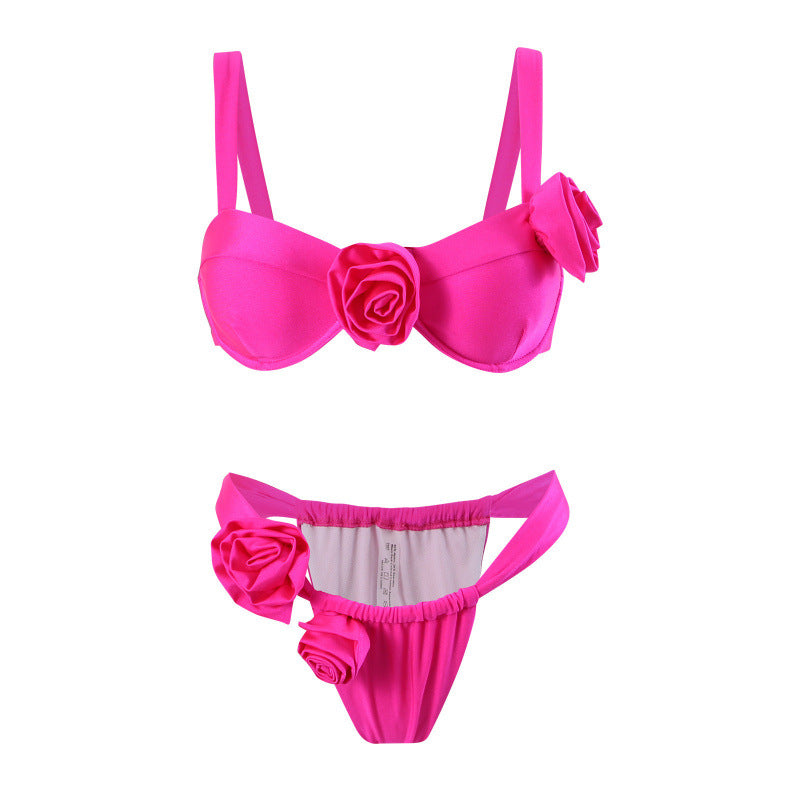 Damer Bikini-sæt med modige rose-applikationer og komfortabel pasform Skovae