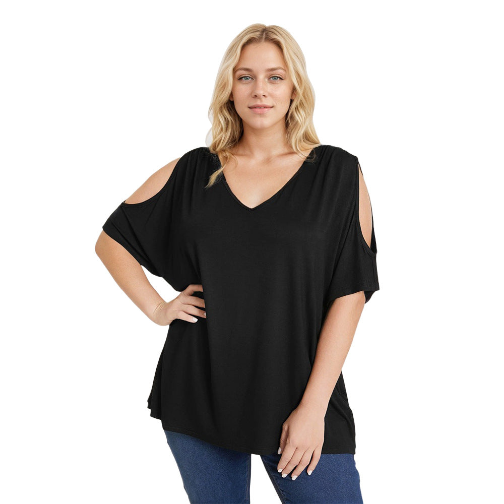 Dame afslappet V-udskæring top med off-shoulder design Stilla