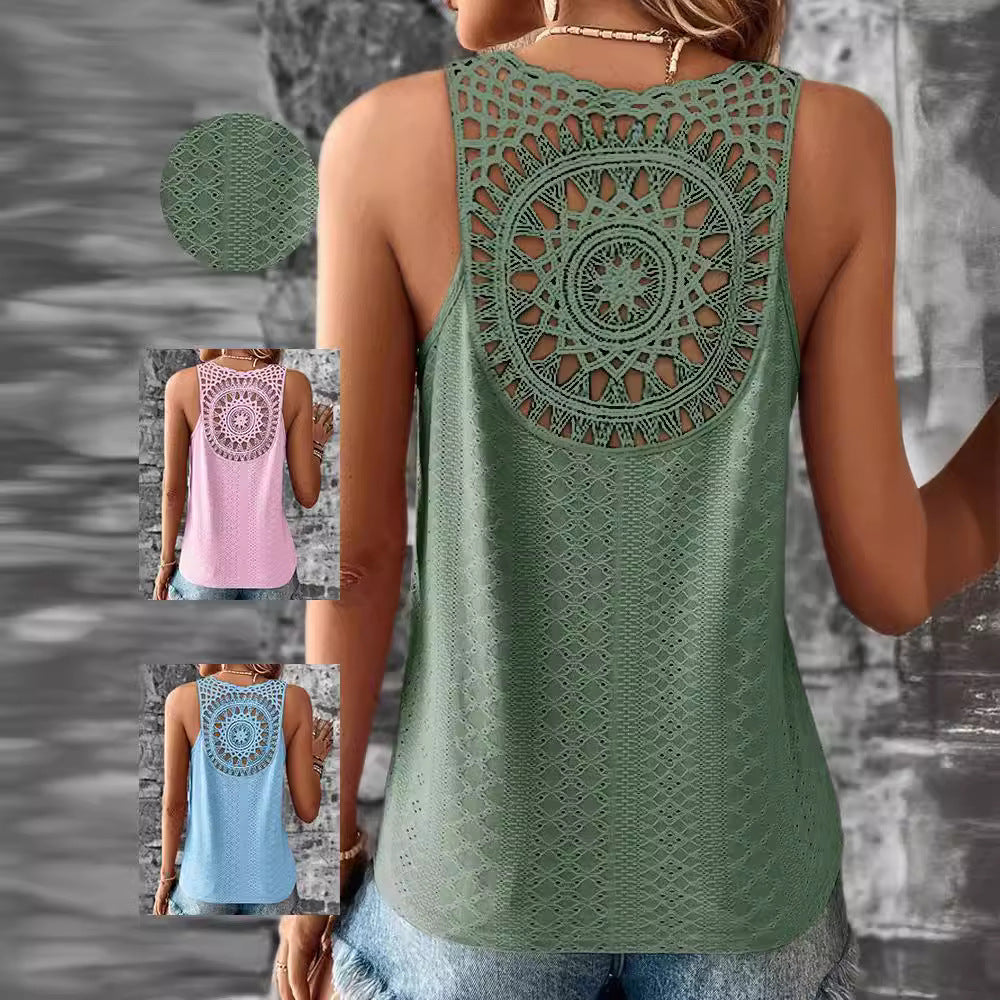 Dame Hæklenet Casual Tanktop Stilla