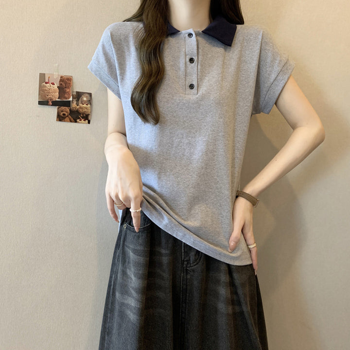 Dame Casual Polo-Shirt med kontrastkrave Stilla