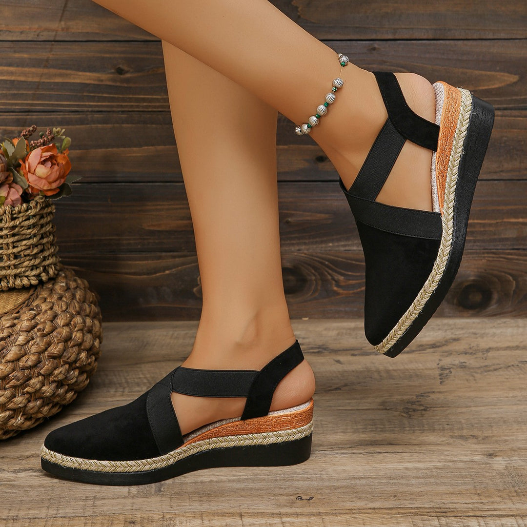 Dame nan Velours-Slingback-Kile med spids forfod, flettet jutebånd og dämpende løbsål Skovae