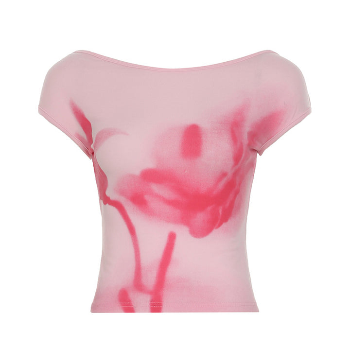 Dame Crop-Top med blomsterdesign Skovae