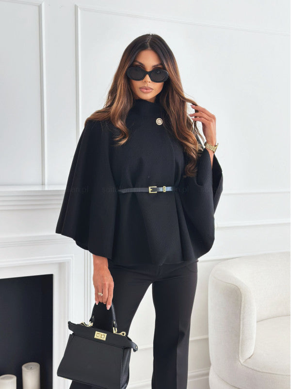 Dame Elegant Oversized-Cape med bælte og moderne snit Stilla