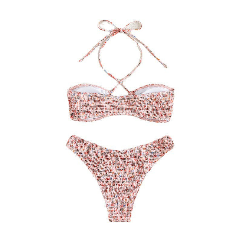 Damer bandeau-bikini med moderigtigt omslag design og raffinerede rygsnore Skovae