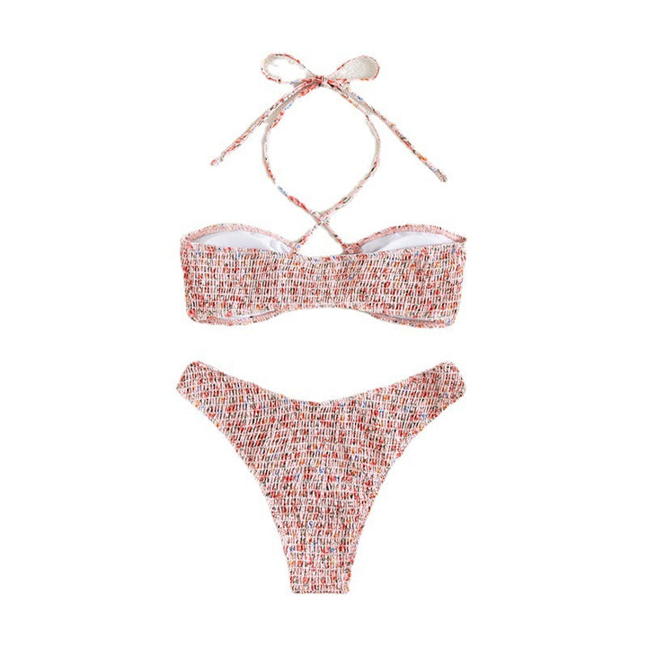Damer bandeau-bikini med moderigtigt omslag design og raffinerede rygsnore Skovae