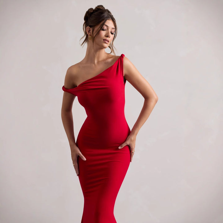 Dame Elegante En-Skulder-Maxi-Kjole Stilla
