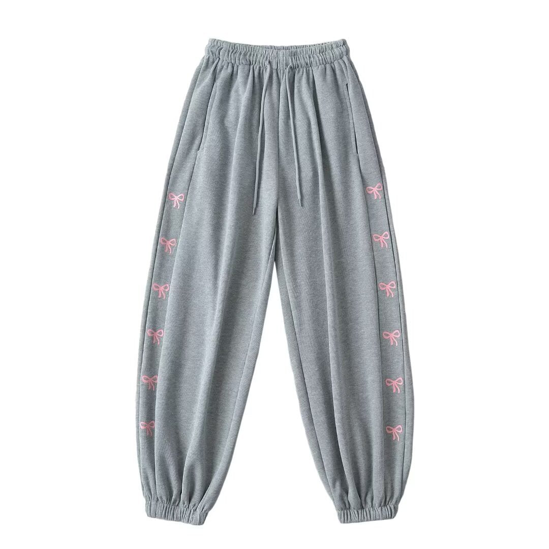 Dame Casual Joggingbukser med dekorative sløjfedetaljer og komfortabel pasform Stilla