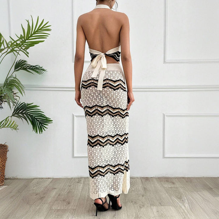 Dame strikensemble med fashionabel zigzag-mønster Stilla