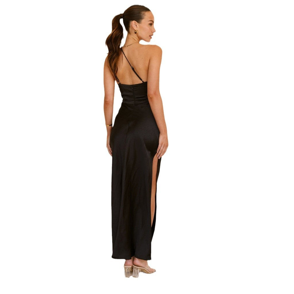 Dame Elegant Maxi Kjole med Chic Volang Design og Høj Slids Stilla
