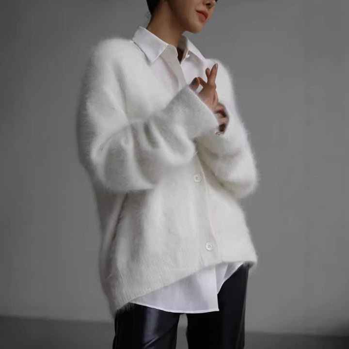 Damer hyggelig cardigan med voluminøse ærmer og elegante knapdetaljer Stilla
