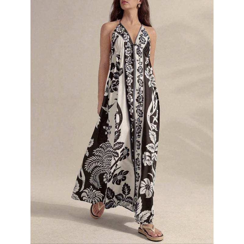 Femme Halsbånd Floral Maxi Kjole Stilla