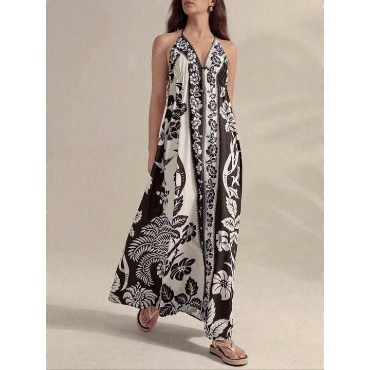 Femme Halsbånd Floral Maxi Kjole Stilla