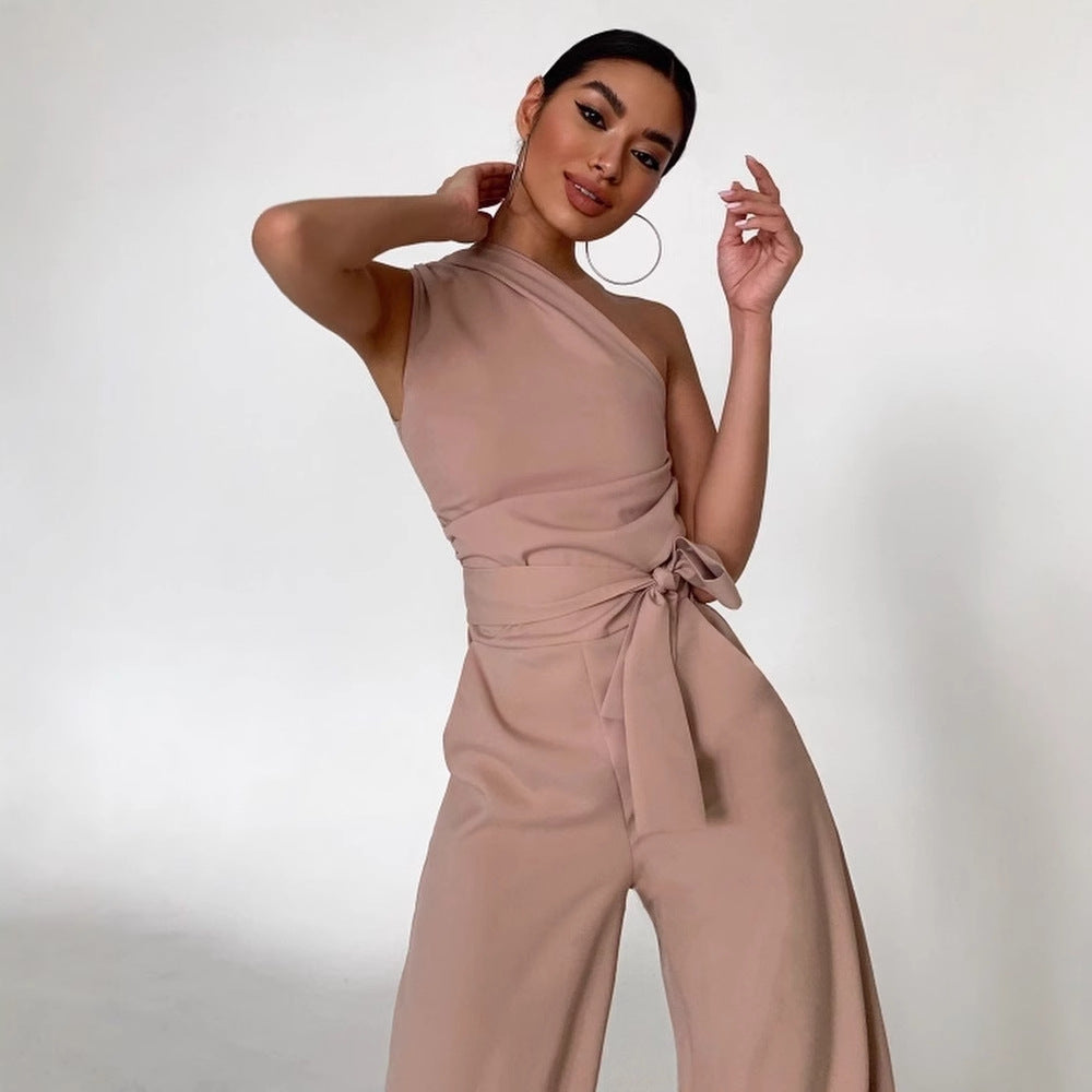 Dame One-Shoulder Jumpsuit med bredt ben Skovae