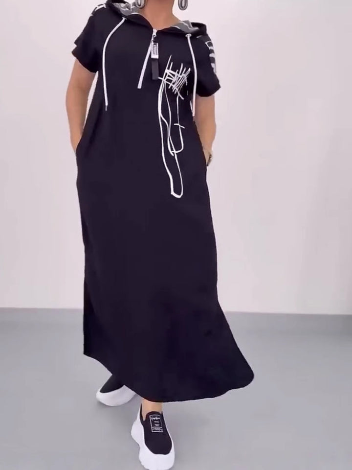 Dame Long Hoodie Kjole med praktisk lynlås og unikt design Stilla