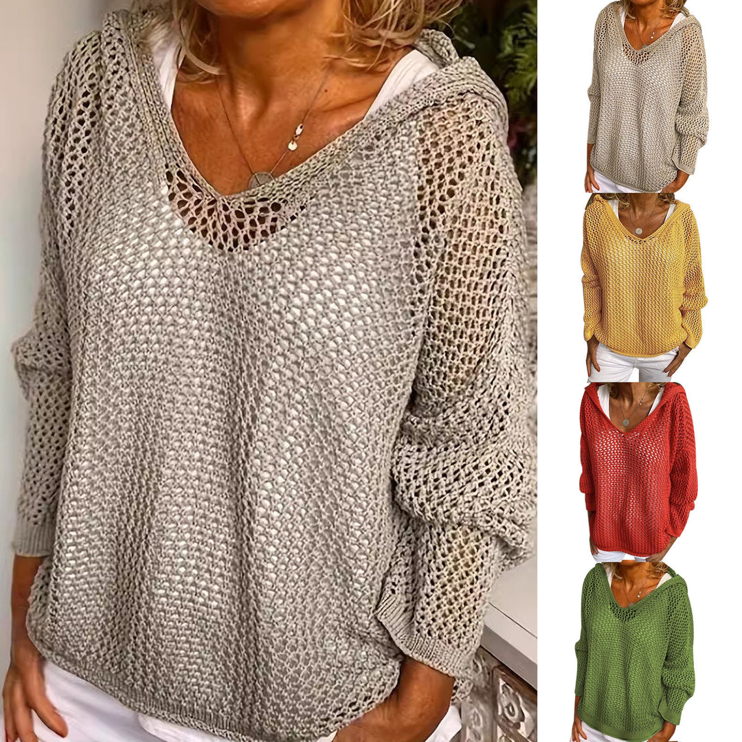Femme let strikpullover hoodie Stilla