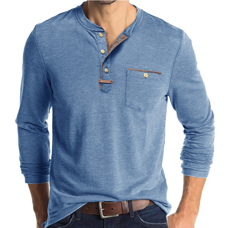 Herren Langarm-Henley-Skjorte med modetrend Knapliste og stilfuldt Lomme-design Stilla