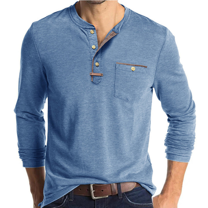 Herren Langarm-Henley-Skjorte med modetrend Knapliste og stilfuldt Lomme-design Stilla