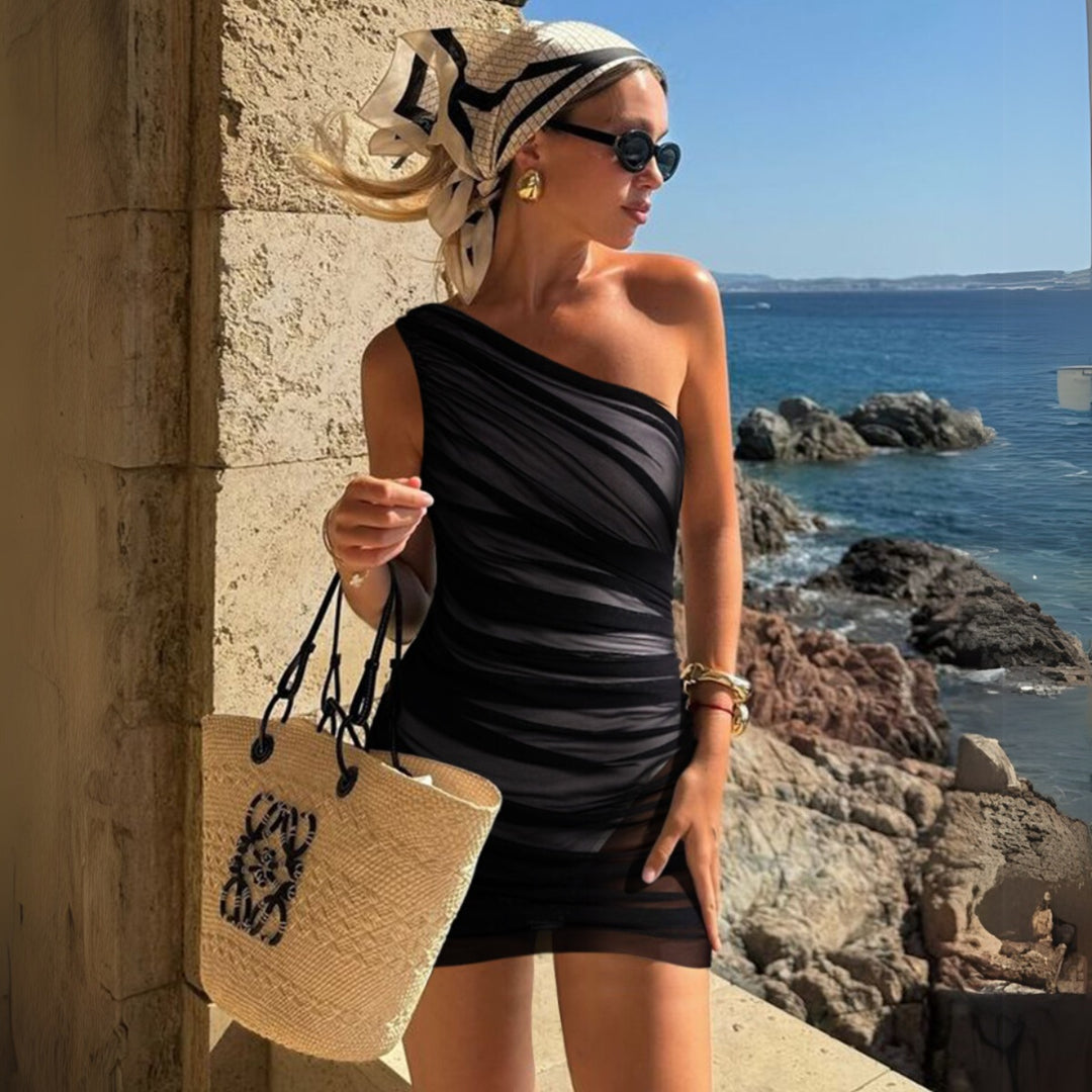 Dame elegant wrap kjole med asymmetrisk snit Skovae