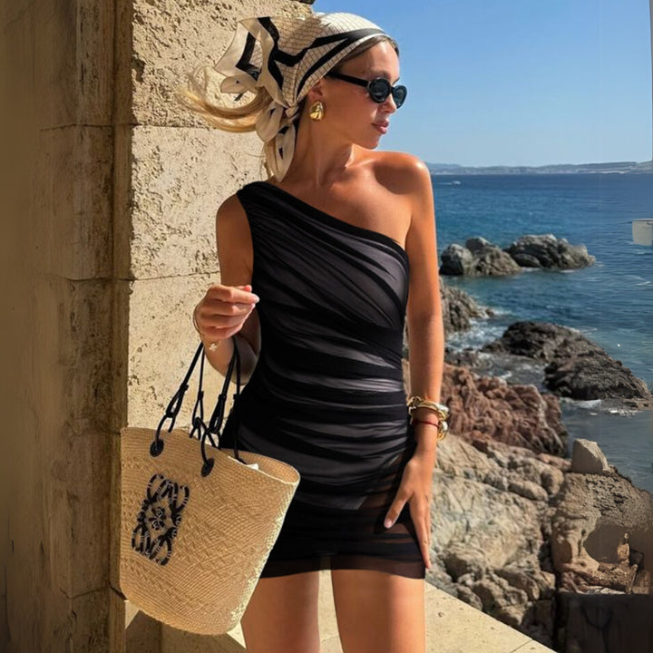 Dame elegant wrap kjole med asymmetrisk snit Skovae