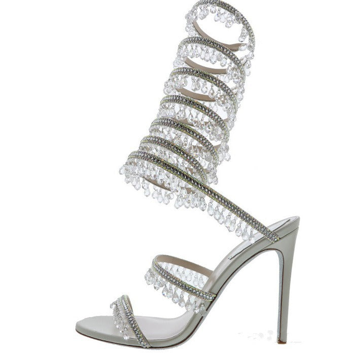 Femme Strappy Strass-besatte Stiletto-hæle sandaler Stilla