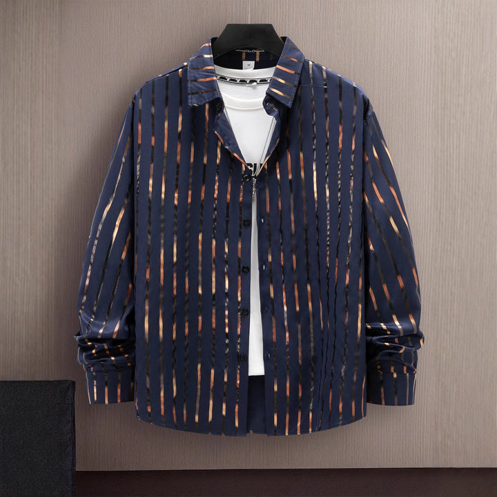 Herrer Stilfuld Slim-Fit Stribet Button-Up Skjorte Stilla