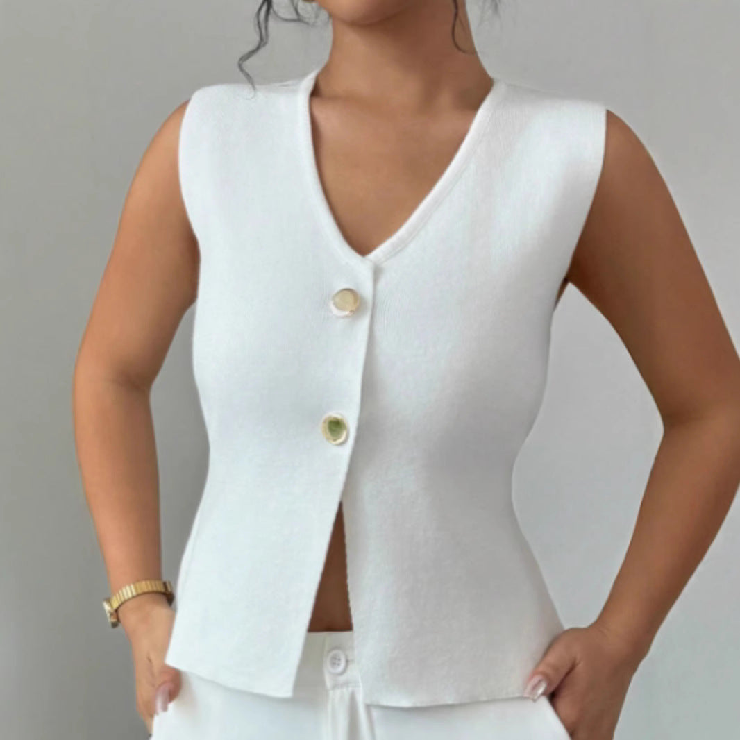 Femme Strik ærmeløs cardigan vest Stilla