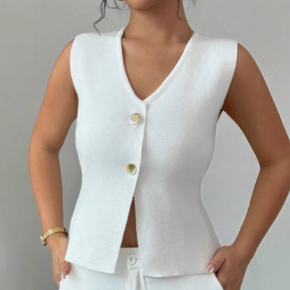 Femme Strik ærmeløs cardigan vest Stilla