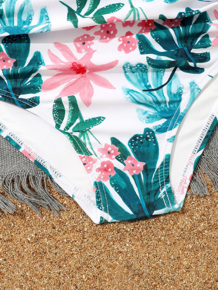 Dame Rüschen-bikini-sæt med blomsterdetaljer og høj talje Stilla