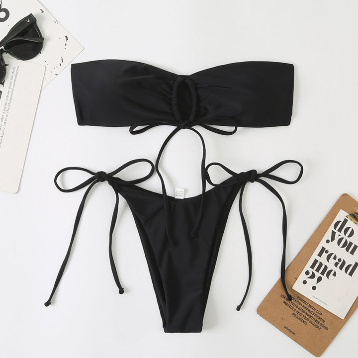 Dame Bandeau-Bikini-sæt med justerbare stropper og høj udskæring Stilla