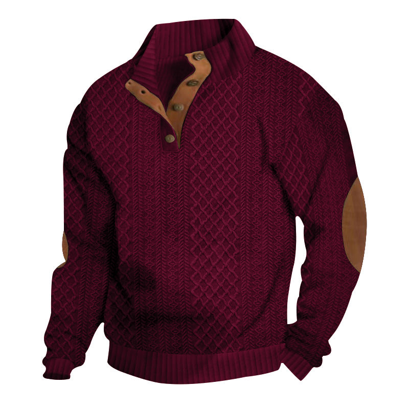 Herre mode struktureret pullover med knapliste Stilla