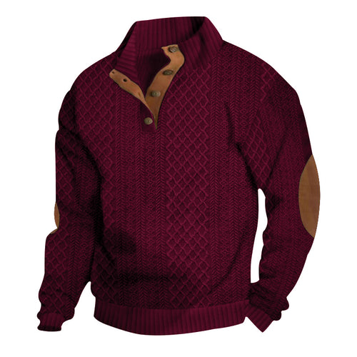 Herre mode struktureret pullover med knapliste Stilla