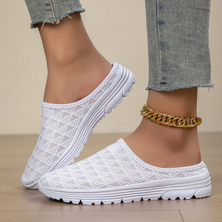 Damer nan åndbar net-sneaker med diamantstruktur-overdel og dæmpet let sål Skovae